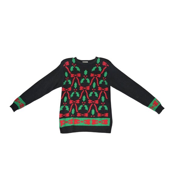 Vintage 90s Peddler Street Red Bow Holiday Crew Neck Sweater Women Size M Winter - Picture 10 of 10